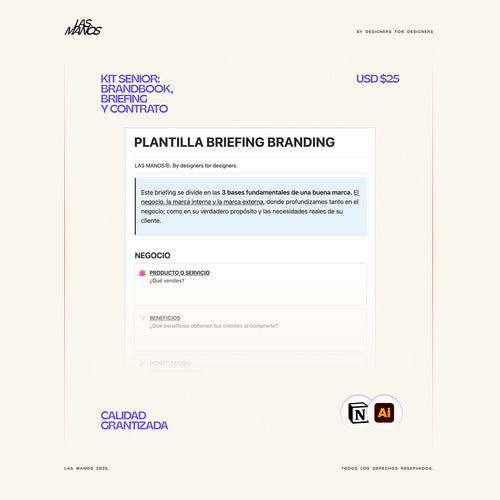 KIT SENIOR: BRANDBOOK + BRIEFING + CONTRATO + GUÍA EN VIDEO